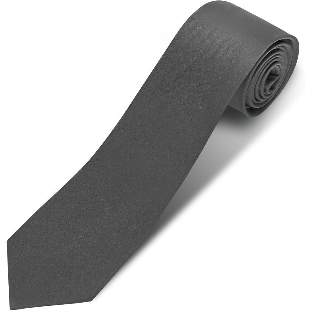 Men's Charcoal Gray Solid Pure Color (8cm) Necktie Plain Formal Business Ties